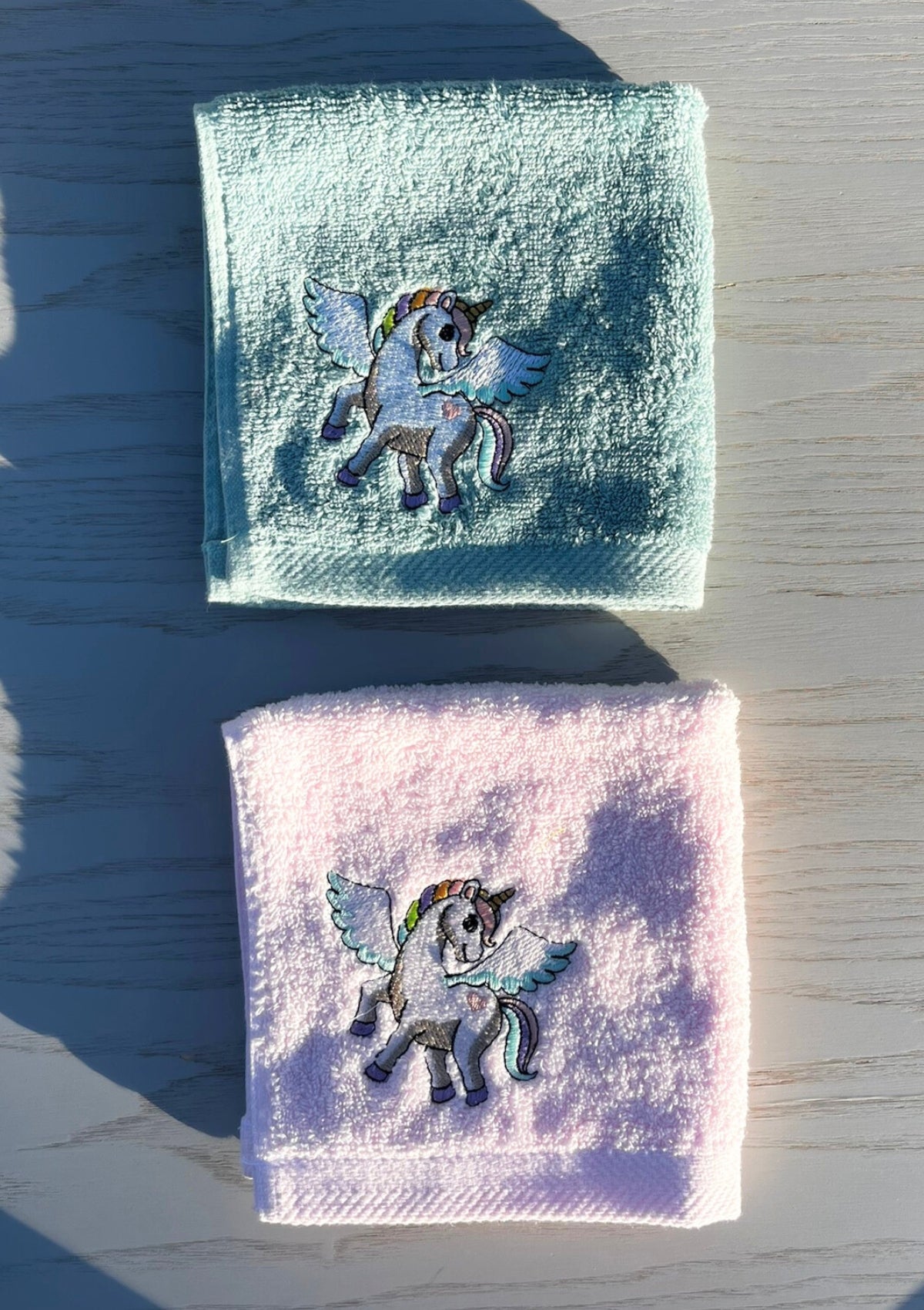 Lot de 2 serviettes mains et visage pour enfants-Licorne