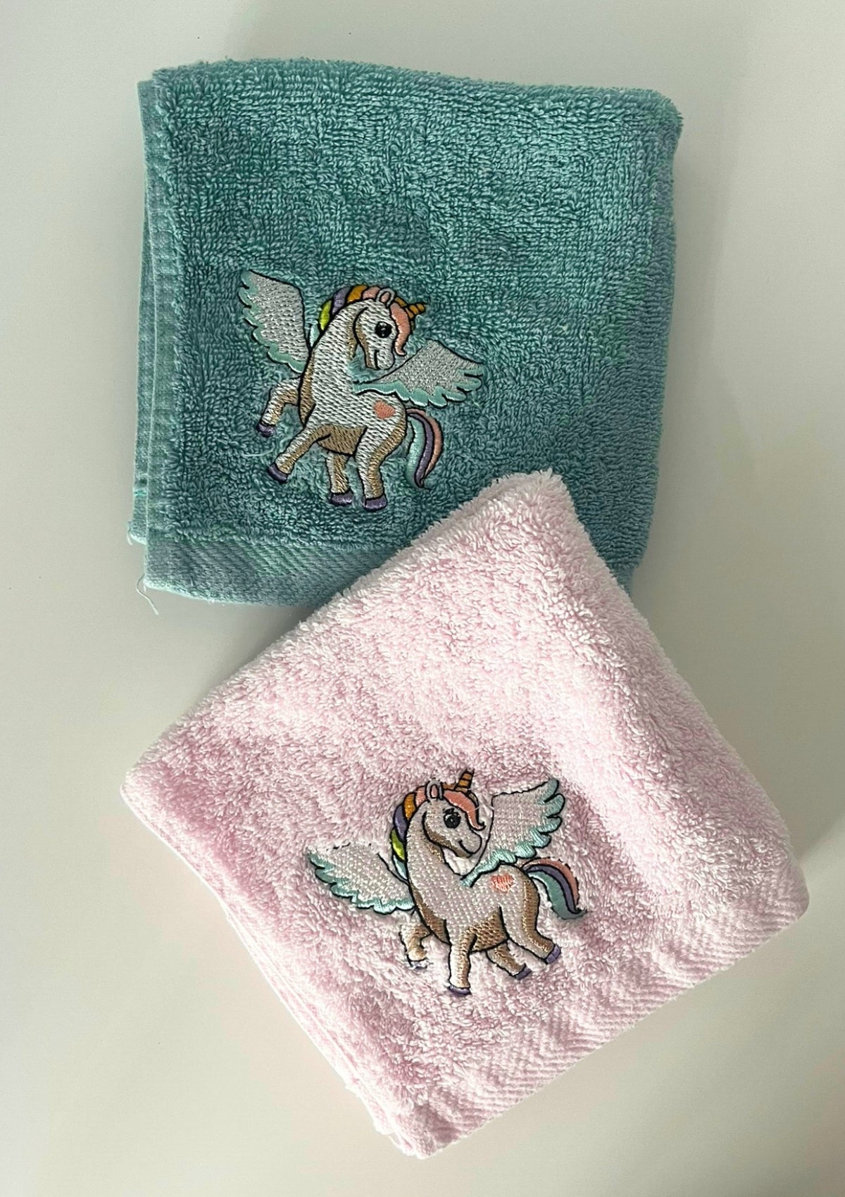 Lot de 2 serviettes mains et visage pour enfants-Licorne