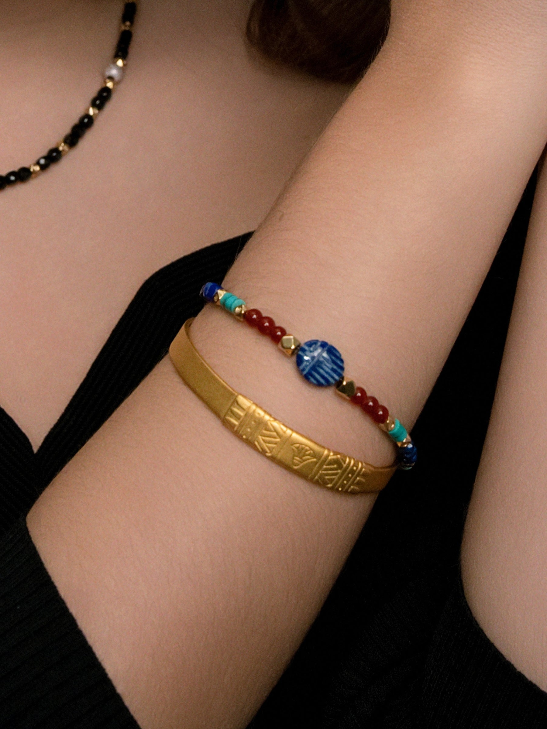 Bangle Bracelet "Blue Lotus"