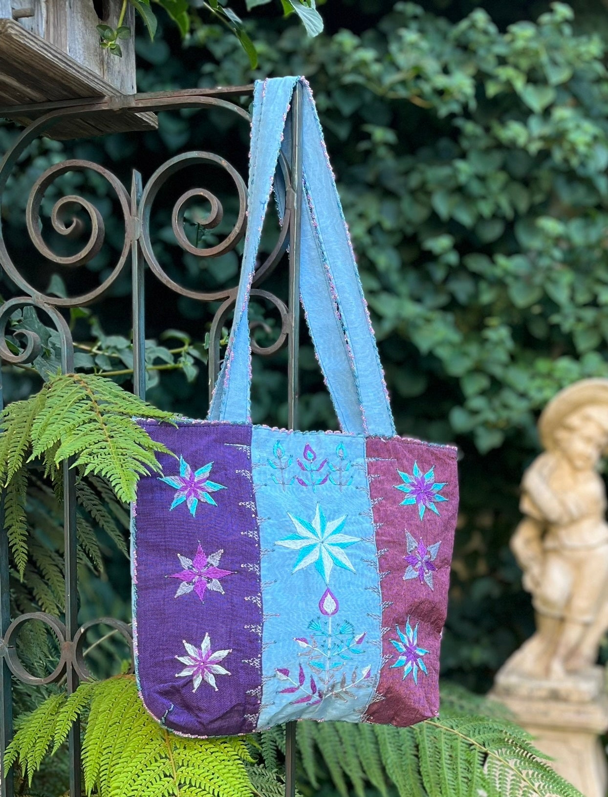 Hand embroidered handbag